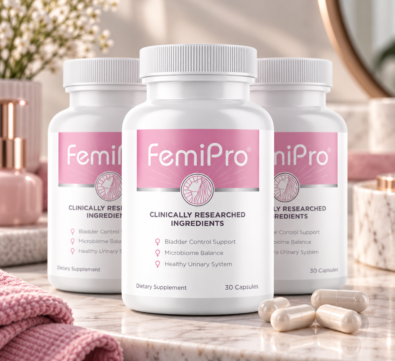 Femi Pro bladder and urinary health supplement bottle