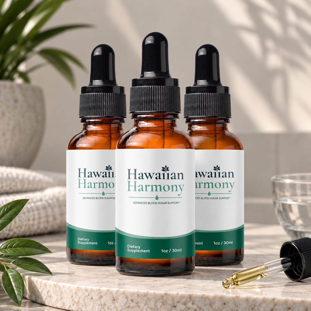 Hawaiian Harmony blood sugar support supplement bottle