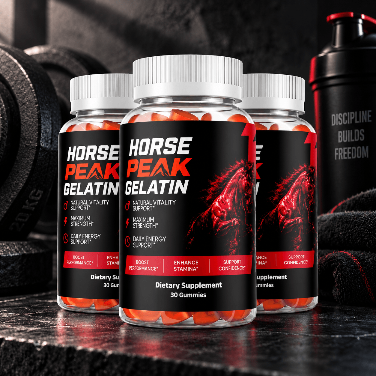 Horse Peak Gelatin male performance supplement bottle